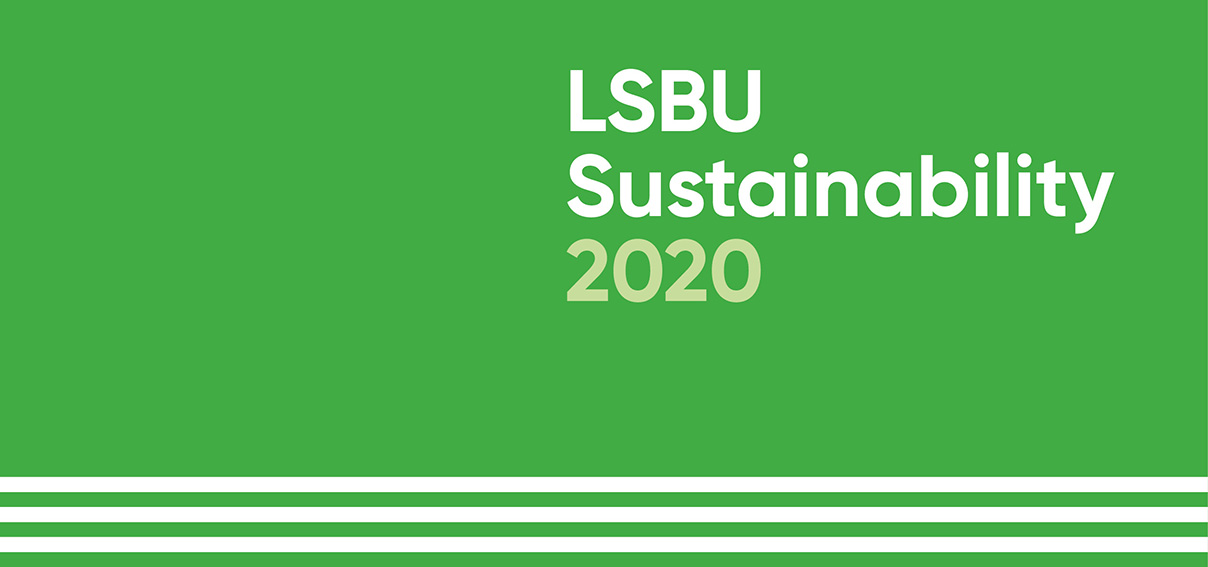 green banner with white words