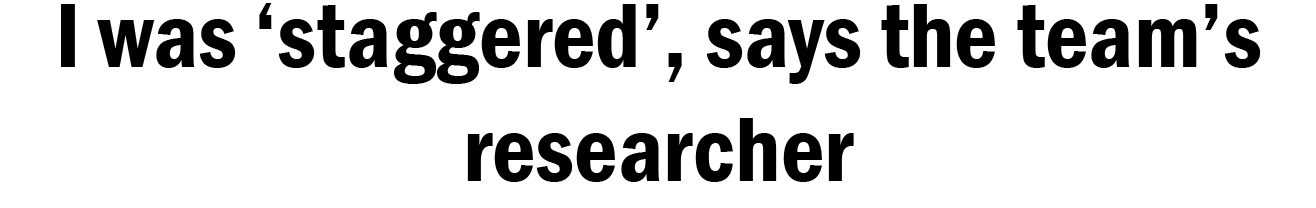 Title: I was staggered, says the team's researcher